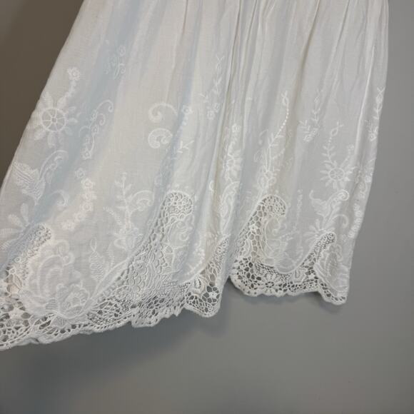 Selfie Leslie Lovers Lane Dress Womens XL Fit Large White Lace Trim Puff Sleeve - Picture 6 of 16